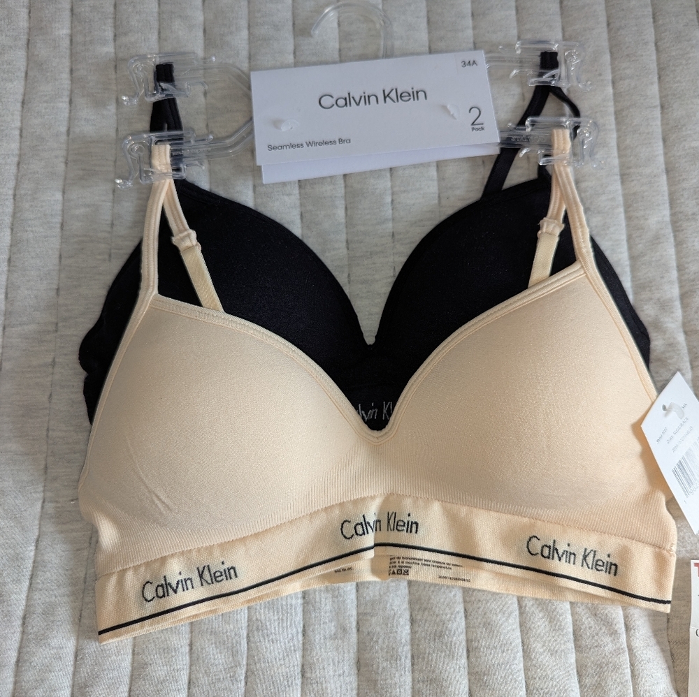 Calvin Klein Seamless Wireless Bra Set - Black and Tan